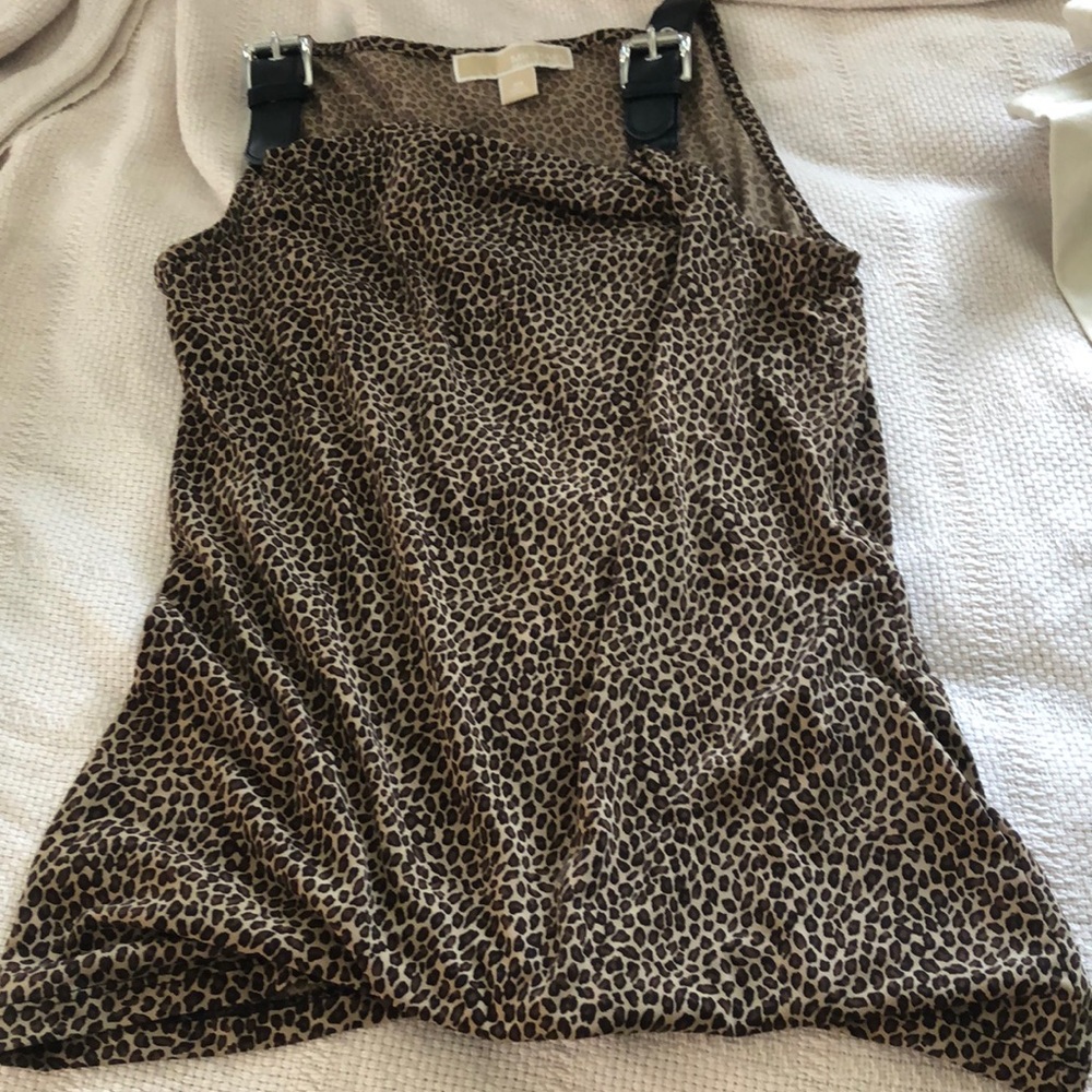 Michael Kors leopard top with leather straps